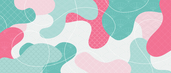 Poster - Japanese pattern background. Geometric template in traditional Japan style. Landscape background with Japanese pattern. Vector illustration