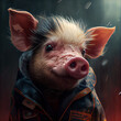 Cute pig portrait. generative ai