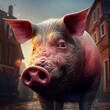 Cute pig portrait. generative ai