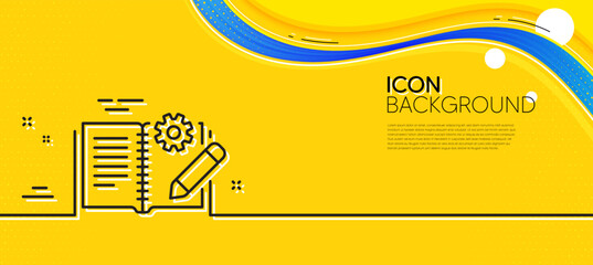 Poster - Engineering documentation line icon. Abstract yellow background. Technical instruction sign. Minimal engineering documentation line icon. Wave banner concept. Vector