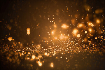 Abstract luxury gold background with gold particle. glitter vintage lights background. Christmas Golden light shine particles bokeh on dark background. Gold foil texture. Holiday concept