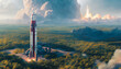A dramatic launch of intercontinental rockets in a utopian world
