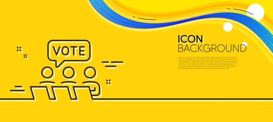 Poster - online voting line icon. abstract yellow background. internet vote sign. web election symbol. minima