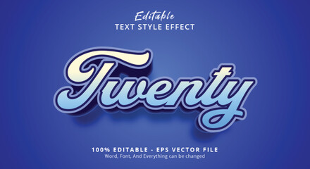 Poster - Blue colors Twenty Text Style Effect, Editable Text Effect