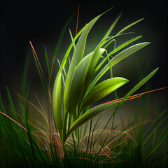 Wall Mural - green grass on black background