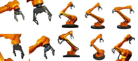 Orange Mechanical Articulated Robotic Arm with Clamp Claw