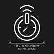 © bsd studio - Automatic shut off timer pixel perfect white linear icon for dark theme. Countdown home appliance. Internet of things. Thin line illustration. Isolated symbol for night mode. Editable stroke