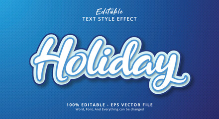 Wall Mural - Blue on white Holiday Text Style Effect, Editable Text Effect