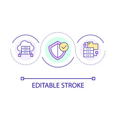 Online security technology loop concept icon. Data protection on internet. Information safety abstract idea thin line illustration. Isolated outline drawing. Editable stroke. Arial font used