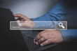 © Chaiwat - Businessman touching on laptop, computer on the desk office for find job. internet online, technology digital concept. Searching browsing internet data information with blank search bar.