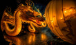 chinese dragon lantern festival panoramic night. digital art