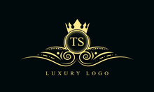 Initial Letter TS Luxury Logo In Gold Color. TS Great Luxury Logo, Luxury Logo Vector Design.	