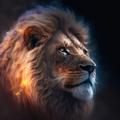 Wall Mural - Portrait of a lion, Generative AI	