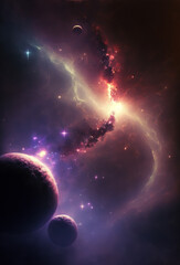 Wall Mural - abstract outer space endless nebula galaxy background. generative ai