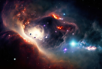 Wall Mural - abstract outer space endless nebula galaxy background. generative ai