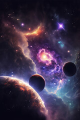 Wall Mural - abstract outer space endless nebula galaxy background. generative ai