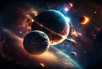 Wall Mural - abstract outer space endless nebula galaxy background. generative ai