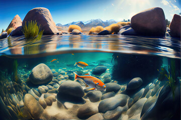 Wall Mural - clear stream in the valley