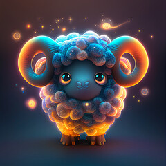 cute aries sign, sign, aries, zodiac, cosmos, neon, generated by ai