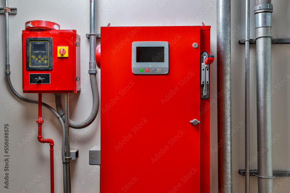 Fire Control Machine Fire alarm control panel for fire suppression system. Industrial fire ...