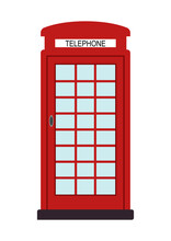 Cartoon Red Telephone Box Vector Isolated Icon On White