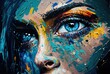 oil painting style illustration of close up human eye 