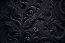 Background Illustration Of Seamless Abstract Black Ornate Floral Vine Pattern,generative Ai.