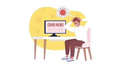Poster - Animated isolated covid information. Looped flat 2D character HD video footage. Global pandemic issue colorful animation on white background with alpha channel transparency for website, social media