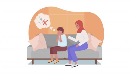Poster - Animated isolated stop panic attack. Looped flat 2D characters HD video footage. Help teen with anxiety colorful animation on white background with alpha channel transparency for website, social media