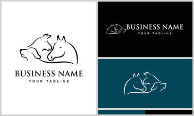 Wall Mural - line art pet farm logo