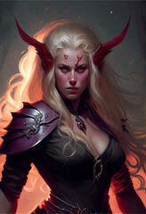 Wall Mural - Tiefling Fighter Woman - generative ai