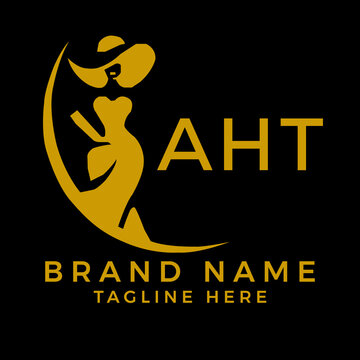 AHT fashion logo. AHT  Beauty fashion house. modeling dress jewelry. AHT fashion technology  Monogram logo design for entrepreneur and best business icon. 
