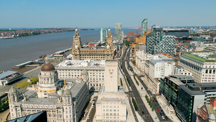 Wall Mural - Flight over the city of Liverpool - drone photography