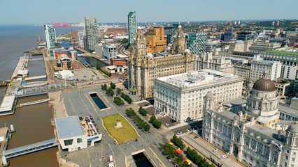 Wall Mural - Flight over the city of Liverpool - drone photography