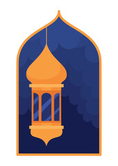 Wall Mural - golden islamic lantern on window