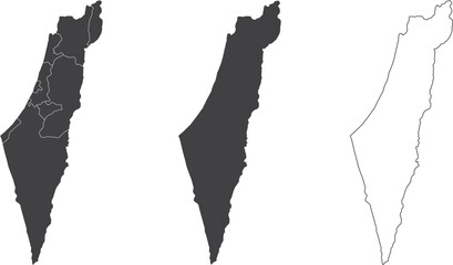 Wall Mural - set of 3 maps of israel - vector illustrations