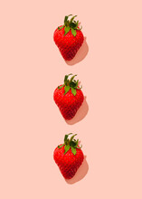 Strawberry Pattern On Pink Background