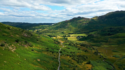 Wall Mural - Amazing landscape of the Lake District National Park - Wrynose pass - drone photography