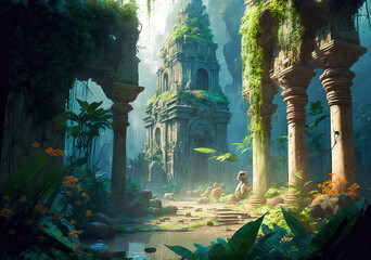 Wall Mural - ruin of el dorado, ancient civilization, lost city in the jungle