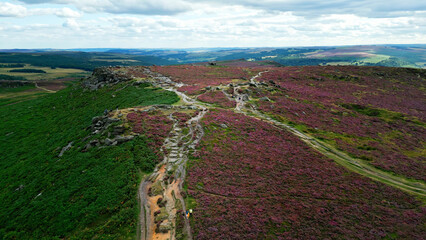 Wall Mural - Higger Tor at the Peak District National Park - aerial view - drone photography