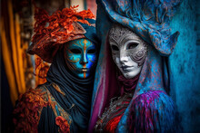 Generative Ai Of People Wearing Masks At The Venice Carnival. 