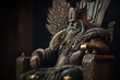 © Art Gallery - The old king on a wooden throne. medieval ruler. created with ai