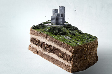 Wall Mural - Cityscape on top of cake