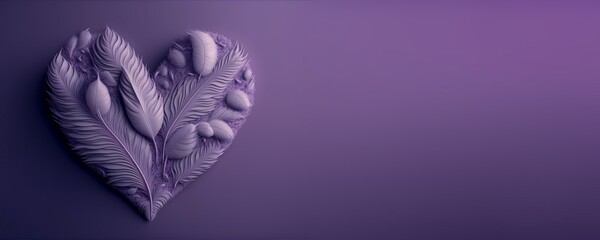 Wall Mural - Valentine's day/ Mother's Day/ Women's Day card with a feathers shaped heard and copy space, Generative AI