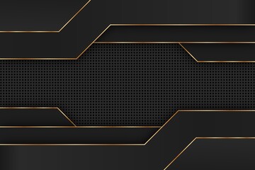 Poster - Golden lines luxury on white overlap brown and black shades color background. elegant realistic paper cut style 3d. Vector illustration about precious and beautiful feeling.