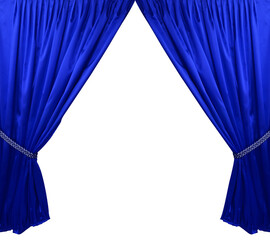Blue theater curtain on Png transparent background