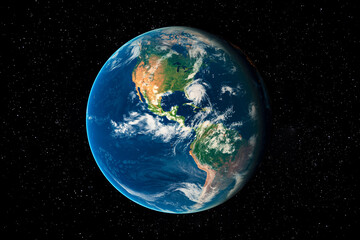Wall Mural - planet earth in space surrounded by stars. this image elements furnished by nasa.