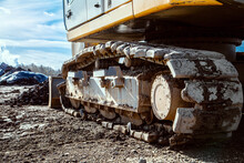 Excavator Metal Track Is Kind Of Big Wheel Or Tire Of Bulldozer And Other Working Machines To Drive On Mud And Rough Terrain