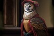 Created with Generative AI technology. portrait of a owl in renaissance clothing