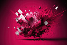 Trendy Pantone 18-1750 Viva Magenta Color Abstract Explosion Background, Monochrome Background. Color Of The Year 2023.
